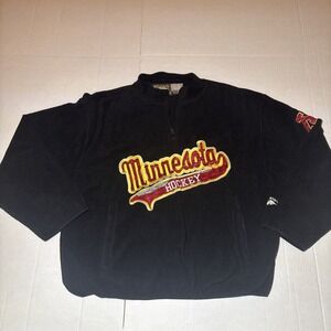 VINTAGE Minnesota Golden Gophers Jacket Mens Large Black Fleece 1/4 Zip 90s NCAA